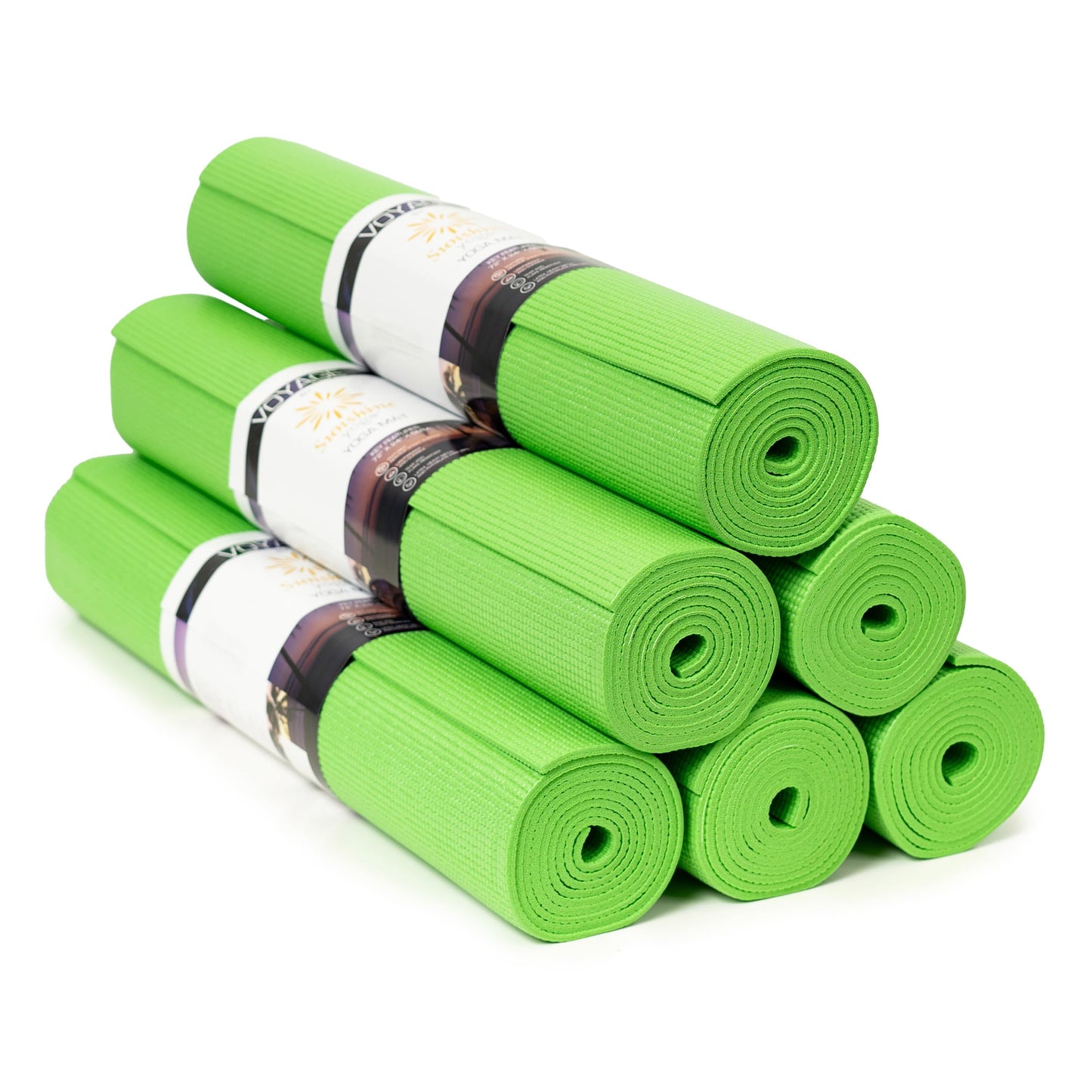 Sunshine Yoga Voyage Yoga Mat, 6 Pack, 72" x 24" Professional Studio and Gym Bulk Yoga Mats, 5mm Thick, Durable, Anti-Tear, Non Slip Fitness and Exercise Mats