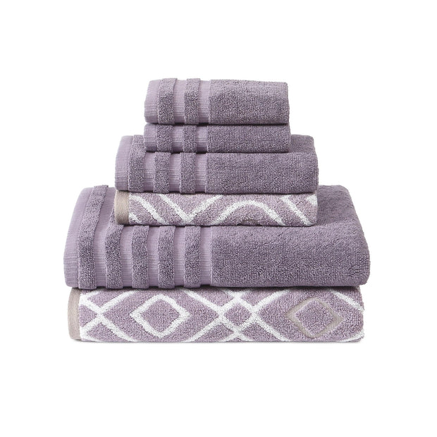 Modern Threads Oxford 6-Piece 100% Cotton Towel Set – Yarn Dyed Jacquard & Solid – Includes 2 Bath Towels, 2 Hand Towels, 2 Washcloths – Absorbent, Quick Dry, Soft & Durable – Aqua