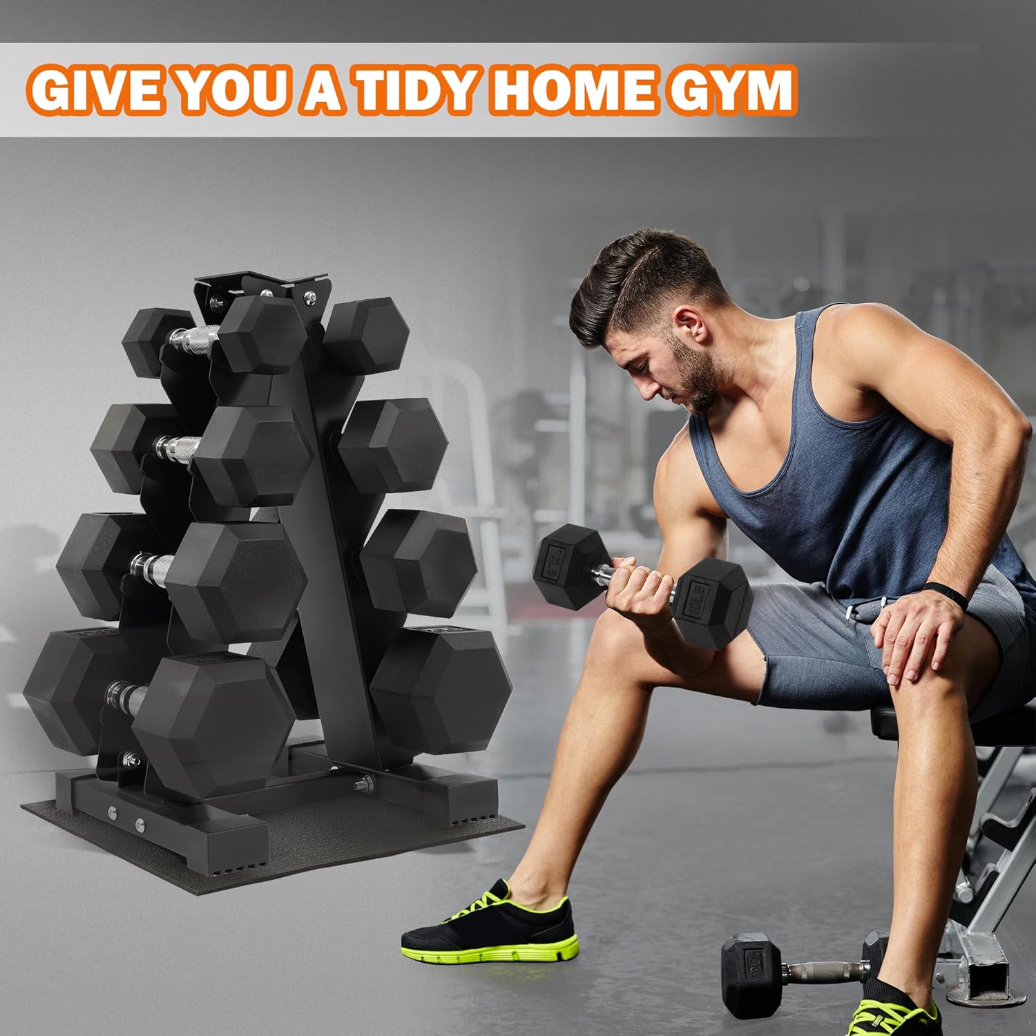 A-Frame Dumbbell Rack Stand Only with Anti-Slip Pads, Compact Weight Storage Rack for Home Gym, 4 Tier or 5 Tier A-Shape Rack Options