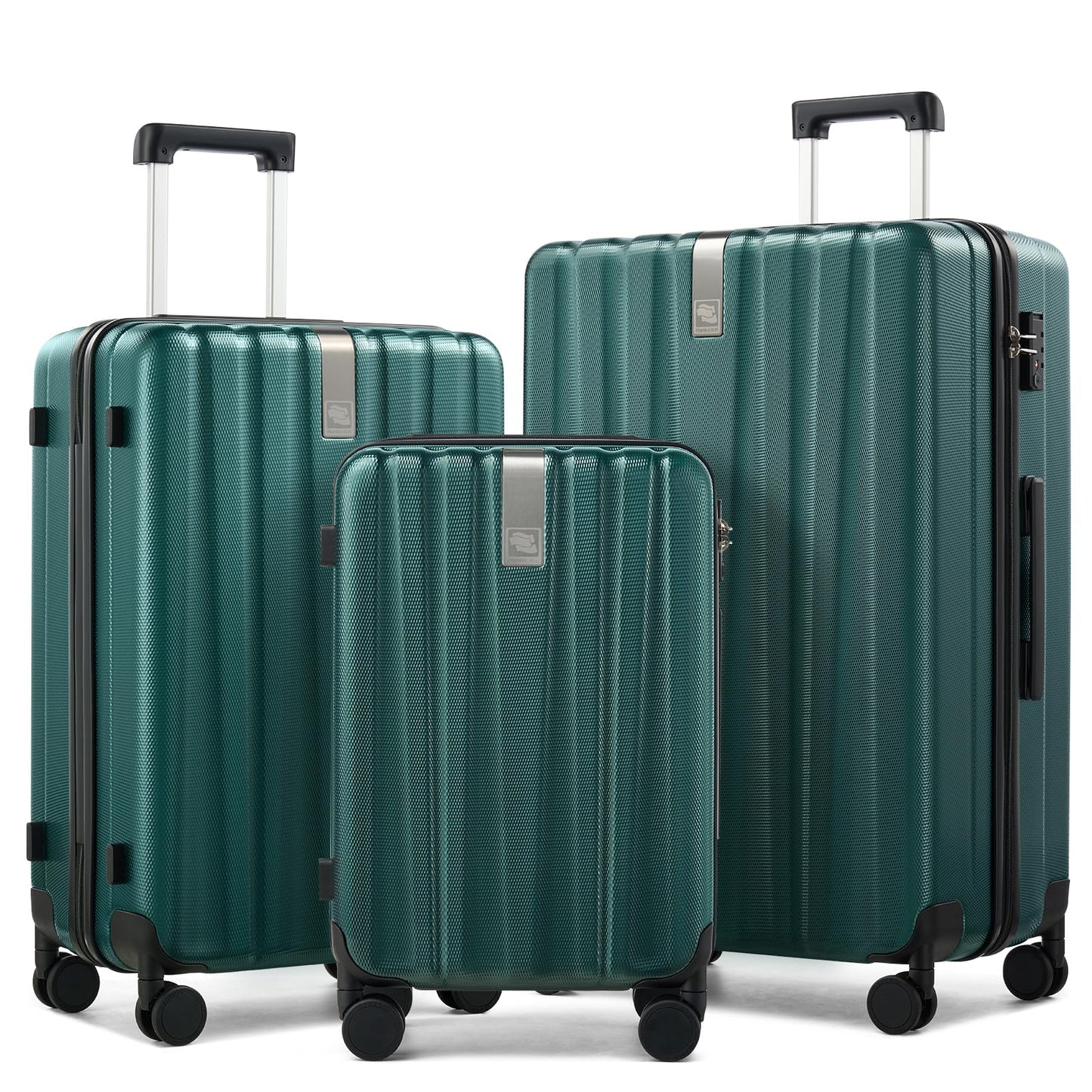 Hanke Expandable Hardshell Luggage Sets 3 Piece Extra Large Suitcases with Lock,28 Inch Luggage with Spinner Wheels, PC Travel Suitcase for Women Men 20 24 29Inch,Blackish Green