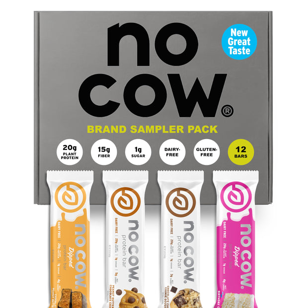 No Cow Vegan Protein Bars, Upgraded Birthday Cake | 20g Plant Based Protein, Gluten Free, Dairy Free, Soy Free, Keto Friendly, Low Sugar, High Fiber Snack Bars | Pack of 12