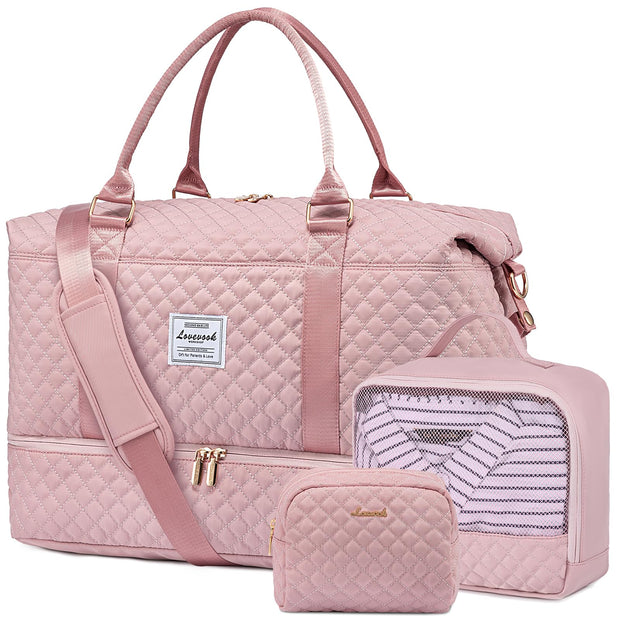 LOVEVOOK Travel Duffle Bag,Weekender Bags for Women with Shoe Compartment，Carry on Overnight Bag with Toiletry Bag,Gym Duffel Bag with Wet Pocket, Hospital Bags for Labor and Delivery