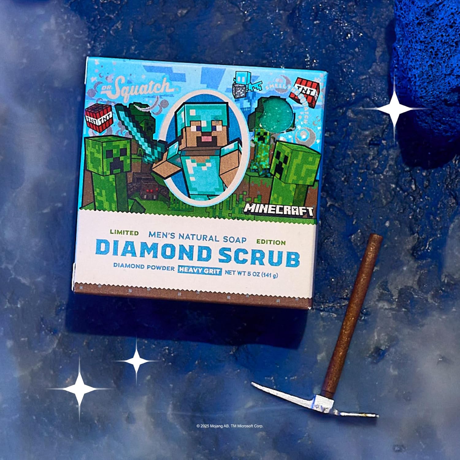 Dr. Squatch Minecraft Collection - Natural 3 Soap Gift Set - Cold Process Soap with No Harsh Chemicals - Smells like Quest for Survival - Diamond Scrub