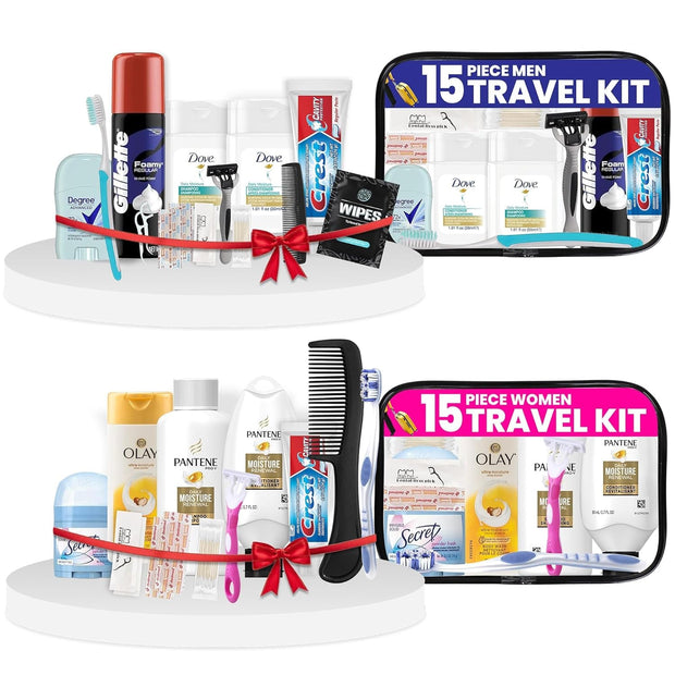 Trektote Travel Toiletry Kit Bundle For Men And Women – 15 Piece Set of Travel Size Toiletries, TSA Compliant, Travel Essentials, Includes Shampoo And Conditioner, Body Wash, Toiletry Bag & More