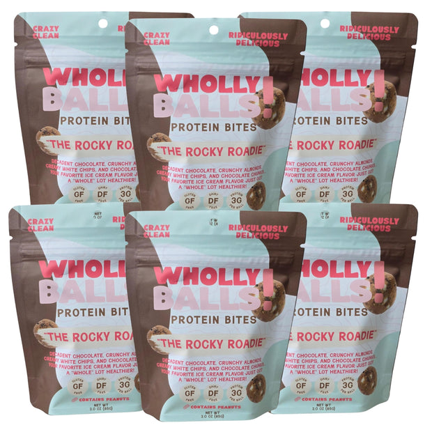 Wholly Balls Protein Bites – Healthy Plant-Based Snack – High Protein, Low Sugar, Gluten-Free Energy Balls (Pack of 6, Sampler Pack)