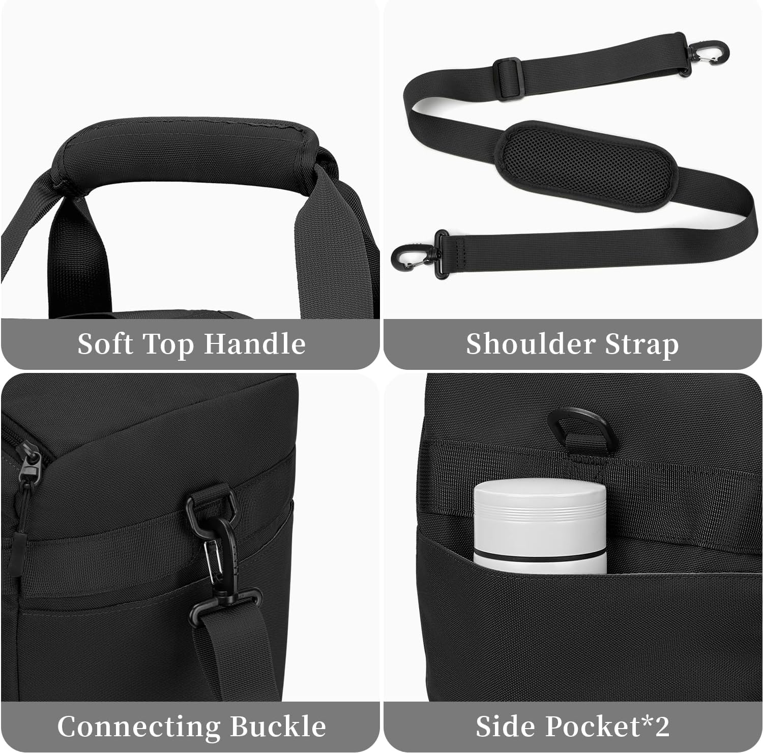 ZOMFELT Gym Bags for Men Women, Tactical Travel Duffle Bag with Removable Dividers & Shoe Compartment, Carry on Weekend Overnight Bag with Wet Pocket for Workout Sports Football Gym, Black