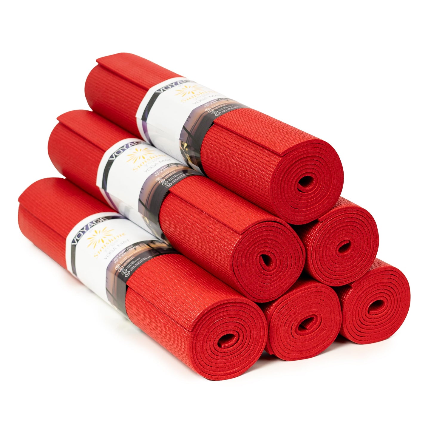 Sunshine Yoga Voyage Yoga Mat, 6 Pack, 72" x 24" Professional Studio and Gym Bulk Yoga Mats, 5mm Thick, Durable, Anti-Tear, Non Slip Fitness and Exercise Mats