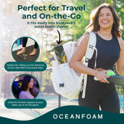 Oceanfoam Ripple Travel Foam Roller (11" x 3.35") Firm Mini Foam Roller for Physical Therapy, Deep Tissue Massage, Back Pain - High Density, Ergonomic Wave Textured - Yoga, Exercise (Black Marbled)