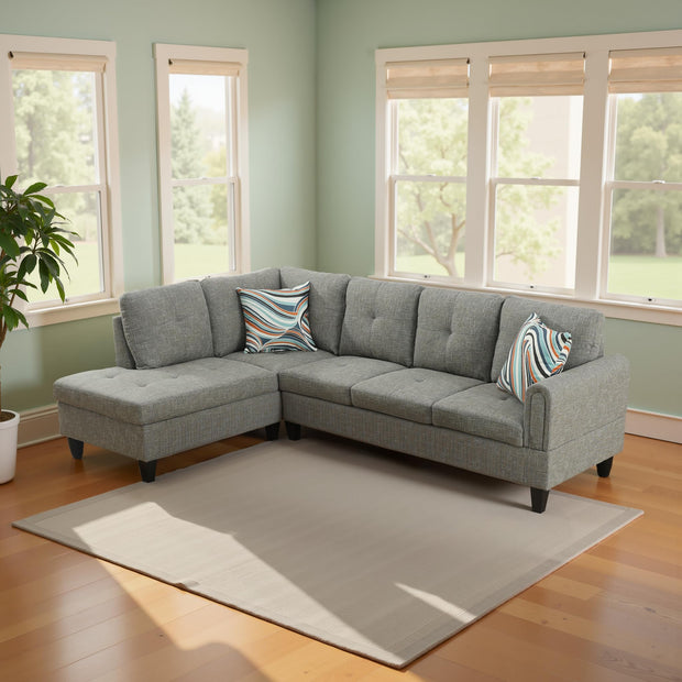 Sectional Couch 103.5" L Shaped Couch Comfy Futon Bed Upholstered Faux Leather 3 Pieces Living Room Furniture Sets with Ottoman and High Density Sponges for Living Room, White