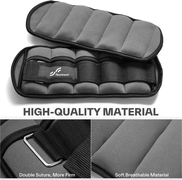 Sportneer Adjustable Ankle Weights for Women and Men 7 lbs/Pair Adjustable Leg Weights with Secure Straps, Strength Training Weighted for Yoga, Walking, Running, Aerobics, Gym, Physical Therapy
