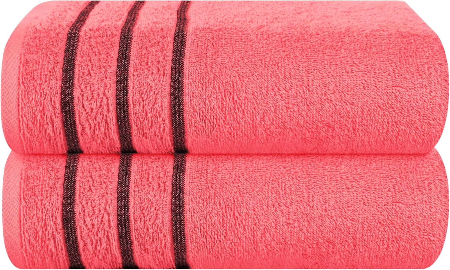 MyOwn Cotton 2 Pack Oversized Bath Towel Set 28x55 inches, Large Bath Towels, Ultra Absorbant Compact Quickdry & Lightweight Towel, Ideal for Gym Travel Camp Pool - Coral Orange, 71617