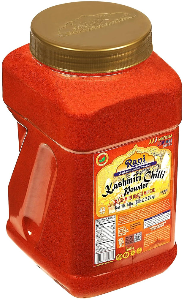 Rani Kashmiri Chilli Powder (Deggi Mirch, Low Heat) Ground Indian Spice 16oz (1lb) 454g PET Jar ~ All Natural | Salt-Free | Vegan | Kosher | Gluten Friendly