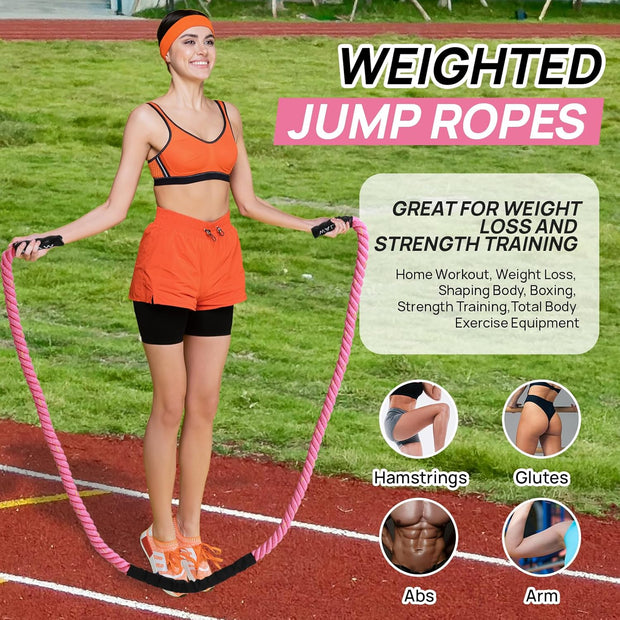 Weighted Jump Rope for Fitness – Heavy Skipping Rope for Women & Adults, Ideal for Home Gym Workouts, Strength Training, Weight Loss, and Boxing