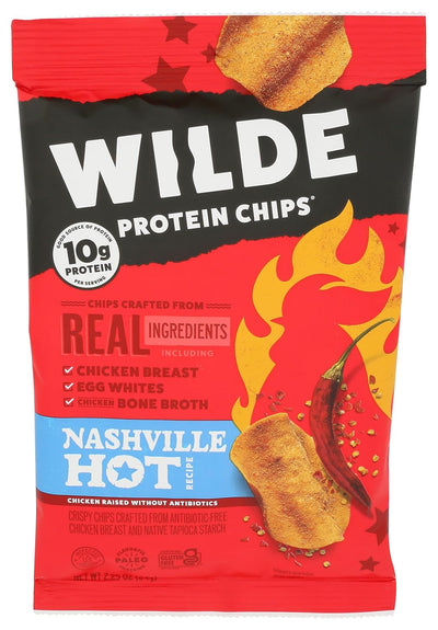 Nashville Hot Chicken Chips by Wilde Chips, Thin and Crispy, High Protein, Keto, Made with Real Chicken 2.25oz Bag
