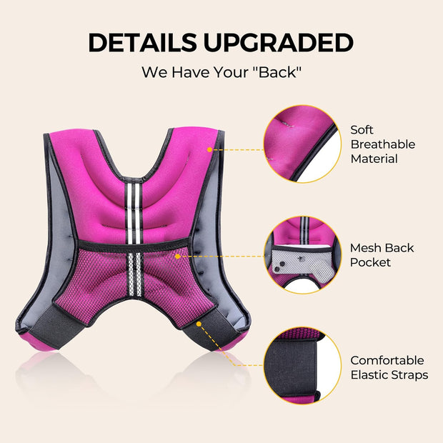 PACEARTH Weighted Vest,4lb/6lb/10lb/12lb/16lb/20lb/25lb/30lb Weight Vest with Reflective Stripe, Body Weight Vests Adjustable for Men, Women Workout, Strength Training, Running, Walking, Jogging