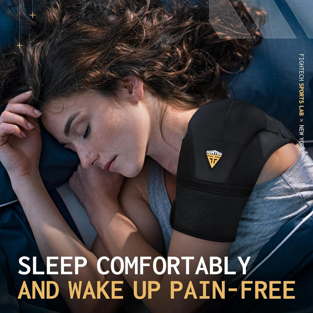 Shoulder Brace - Support & Injury Prevention Brace- Joint Pain Releaser- Shoulder Compression Wrap Strap - Adjustable Injury Accessories for Shoulders - Premium Quality Strap by FIGHTECH (Pink, L-XL)