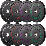 Papababe Weight Plates, 2-Inch Weights Plates Set, Floor Protective Rubber Weight Plates, 10-600lbs Bumper Plates for Barbell Strength Training & Weightlifting (Single/Pair/Full Set)