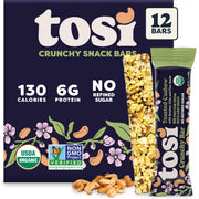 Tosi Nut Bars, Cashew Blueberry, Healthy Snacks for Adults & Kids, Plant Based Crunchy Bars (6G Protein), Organic Keto Snacks, Vegan, Gluten & Soy Free, Low Sugar, Omega 3s, 1oz, 12-Pack