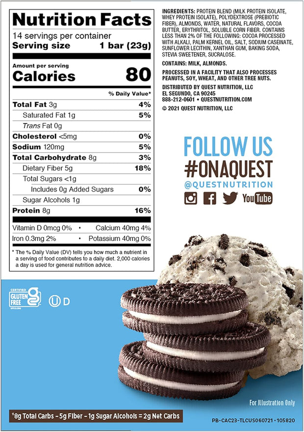 Quest Nutrition Mini Protein Bars Bundle, Chocolate Chip Cookie Dough and Cookies & Cream, High Protein, Low Carb, Keto Friendly, 14 Count Each