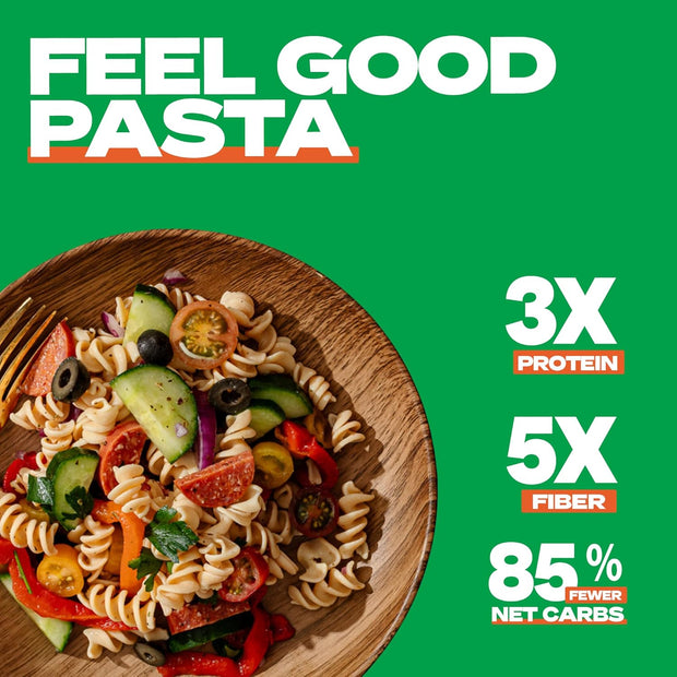 Kaizen Low Carb Keto Pasta Fusilli - High Protein (20g), Gluten-Free, Keto-Friendly (6g Net), Plant-Based Lupini Noodles made w/High Fiber Lupin Flour - 8 ounces (Pack of 3)