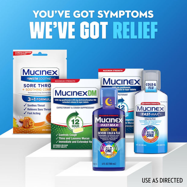 Mucinex Maximum Strength Fast-Max Cold & Flu and Nightshift, All-in-One Multi Symptom Relief Liquid, 6 Fl Oz - 2 Count (Pack of 1)