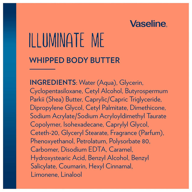 Vaseline Illuminate Me Shea Butter Whipped Body Butter for Melanin Rich Skin Provides 24 Hour Moisturization for Dry Skin 11 oz
