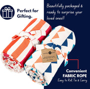 Native Fab Oversized Turkish Beach Towels - 2 Pack - Terry Cotton - Extra Large 40x72 inches, Soft, Absorbent, Quick Dry Towels for Adults, Swim, Bath, Spa, Pool - Red, Orange, Blue, Navy