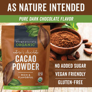 Viva Naturals Organic Cacao Powder, 1lb - Unsweetened Cacao Powder With Rich Dark Chocolate Flavor, Perfect for Baking & Smoothies, Non-GMO, Certified Vegan & Gluten-Free, 454 g