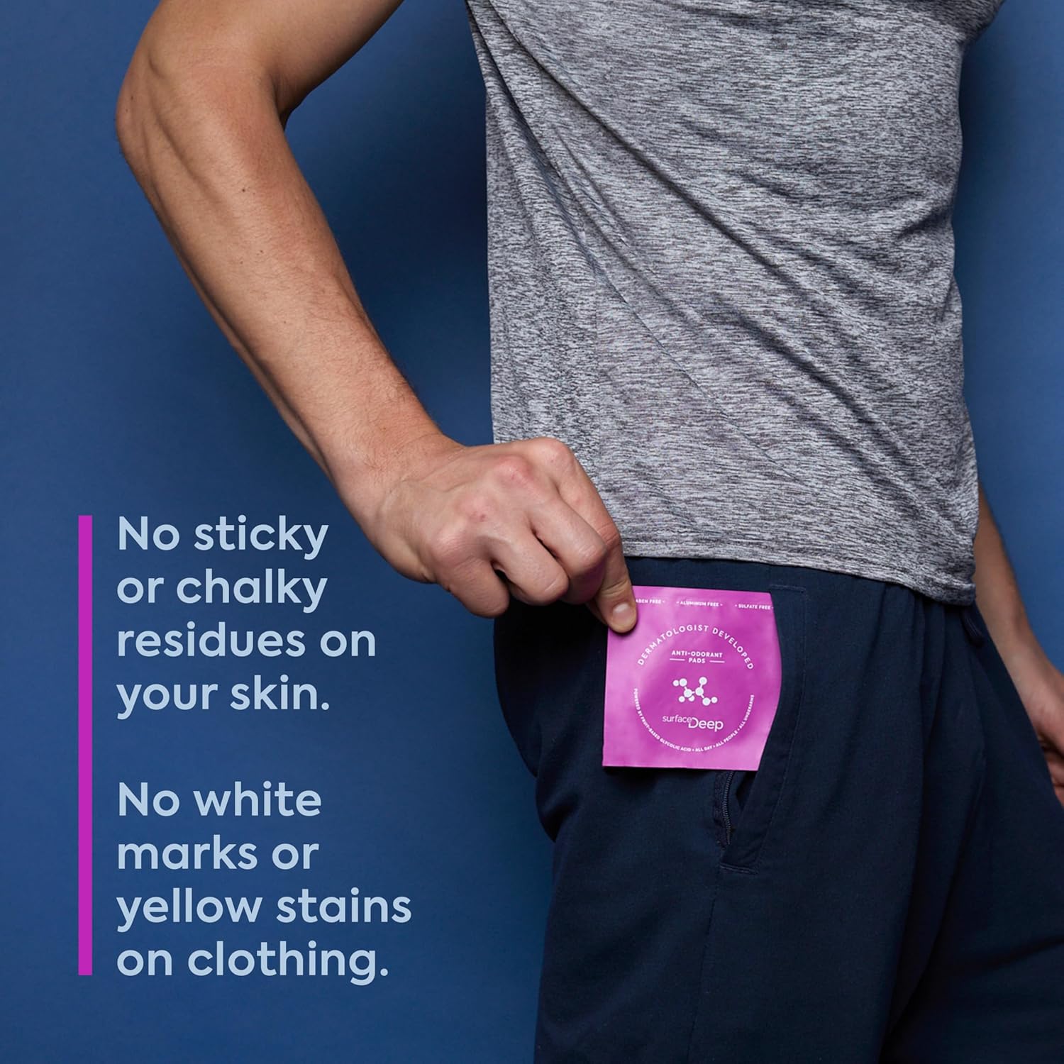 Deodorant Wipes, Dermatologist Developed & Patented, Anti-Odorant Body Wipes, Natural Formula, Travel Friendly Deodorant, Perfect for Travel Women/Men, Individually Wrapped, 30PK
