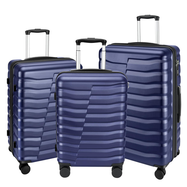 Lightweight Luggage with Spinner Wheels & YKK Zipper, Hard Shell 3-Piece Suitcase ABS+PC Hardside Luggage Set with TSA Lock for Men Travel, Black (20+24+28 inch)