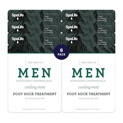 Spa Life Men's Cooling Mint Foot Repair Balm and Moisturizing Socks Set - Revitalizing Hydrating Foot Mask for Soothing Tired, Achy Feet and Softening Dry, Cracked Skin One Size Fits Most- 6 Pairs