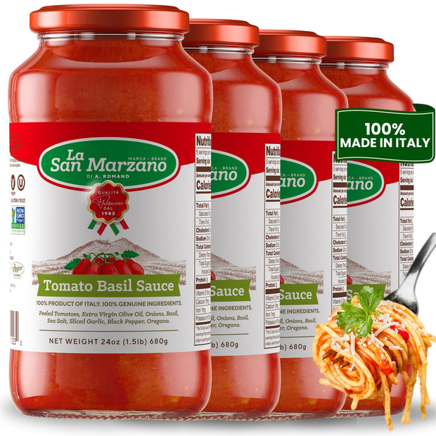 La San Marzano Marinara Sauce, 24 oz, Pasta Sauce Made in Italy, All Purpose Tomato Premium Quality, All Natural, Mediterranean Diet, Non GMO, Vegan, Gluten Free