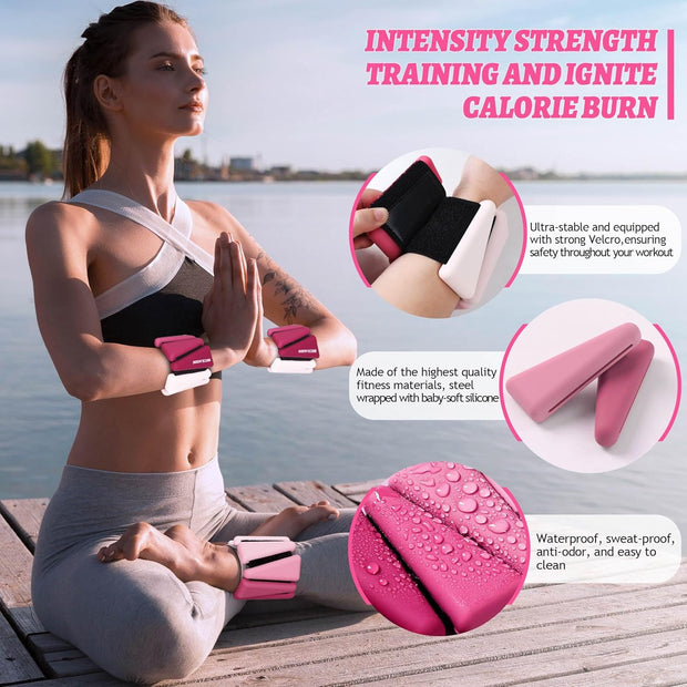 Wrist Weights for Women At Home Ankle Weights Set of 2 (1 lb /2 Lbs Each) Adjustable Weighted Wristbands Arm Leg Weights for Women Men Suitable for Walking Swimming Running Pilates Yoga Gym