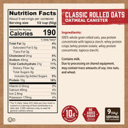 Kodiak Cakes Oatmeal Canister, Rolled Oats, High Protein, 100% Whole Grains (12 canisters)