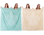 Tranqun 2pcs Oversized Beach Towel Blanket Turkish Giant Sandproof Towel XXL 66 x 71 Spacious Microfiber Lightweight Sand Towels Picnic Park Summer Travel Camping for Adult(Whale,Blue)