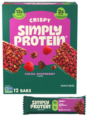 Simply Protein - Crispy Vegan Protein Bars Variety Pack, 3 Flavors - Plant Based, Protein Snacks - 13g Protein, 2g Sugar, 7g Fiber - Gluten Free, Non GMO, Kosher - 12 Bars