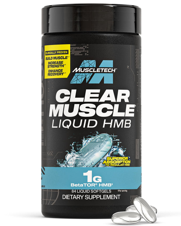 Muscletech HMB Supplements 1000mg, Clear Muscle (42 Liquid Softgels) - Highest Grade HMB for Lean Muscle & Recovery-HMB Free Acid Muscle Supplement-Help Decrease Muscle Breakdown - Packaging May Vary