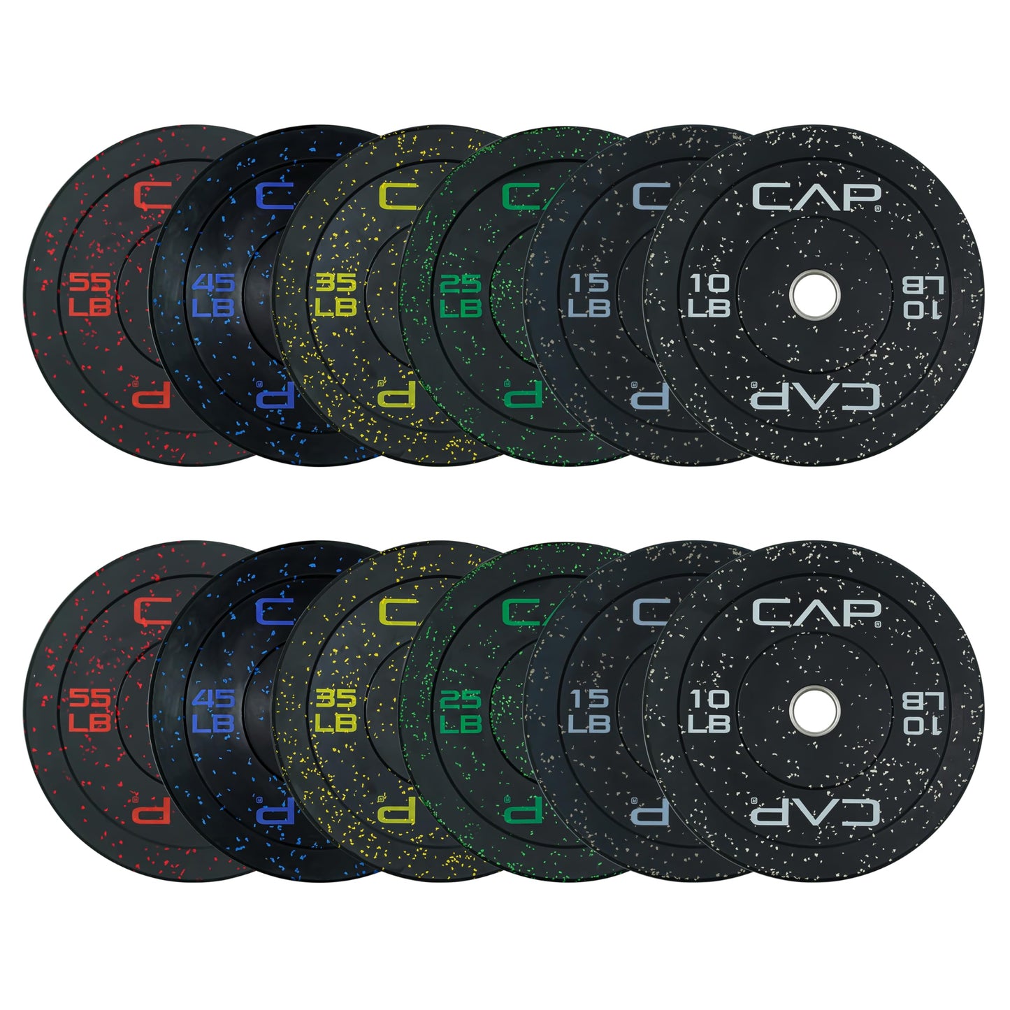 CAP Barbell 2-Inch Olympic Bumper Plate Weight Set | 100-370 lbs | Multiple Options