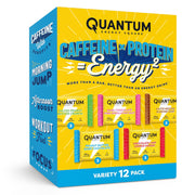 Quantum Energy Square: Energy Bar with Caffeine & 10g Protein. Delicious Healthy Snack On The Go. (Vegan, Gluten-free, Soy-free, Dairy-free) (Variety 12-Pack)