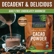 Viva Naturals Organic Cacao Powder, 1lb - Unsweetened Cacao Powder With Rich Dark Chocolate Flavor, Perfect for Baking & Smoothies, Non-GMO, Certified Vegan & Gluten-Free, 454 g