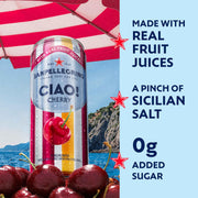 Sanpellegrino CIAO Cherry Sparkling Water, Low-Calorie Italian Sparkling Water with Real Fruit Juices, 0g Added Sugar, 24-Pack