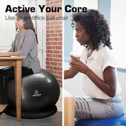 ProBody Pilates Yoga Ball Chair, Exercise Ball Chair with Base or Stand for Home Office Desk Sitting or Workout, 65cm Antiburst Balance & Stability Ball Seat, Large Gym Ball for Back, Abs
