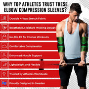 Nordic Lifting Elbow Compression Sleeves (1 Pair) – Support for Pain Relief, Tendonitis, Golfer’s & Tennis Elbow Recovery