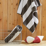 100% Cotton Velour Cabana Stripe Beach Towel Set 30" x 60" - Ultra Soft, Plush, & Highly Absorbent Towels for Pool, Beach, & Swimming. Marina Collection (4-Pack, Charcoal)