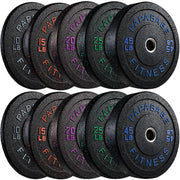 Papababe Weight Plates, 2-Inch Weights Plates Set, Floor Protective Rubber Weight Plates, 10-600lbs Bumper Plates for Barbell Strength Training & Weightlifting (Single/Pair/Full Set)