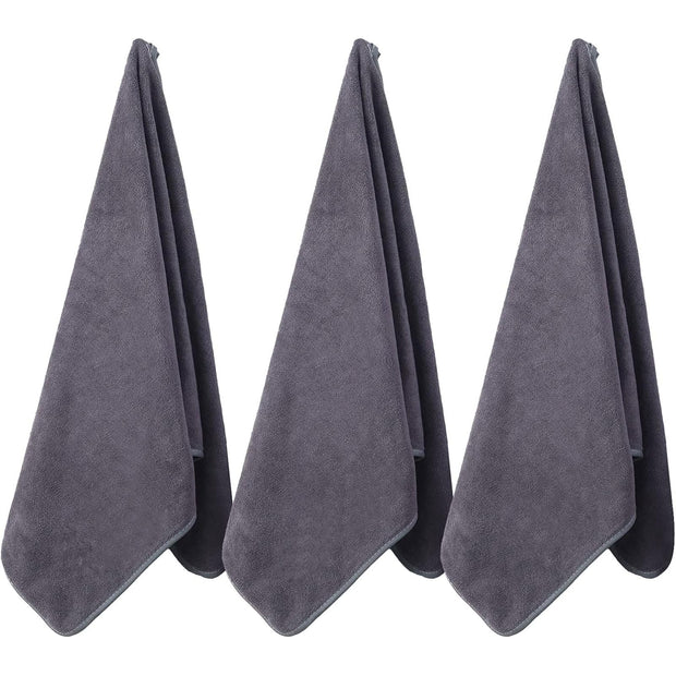 Microfiber Gym Towels Bigger Size Super Soft for Exercise Fitness, Sports, Workout, 380-GSM 15-Inch x 31-Inch Quick-Drying Towels (3 Pack, Grey+Blue+Purple)