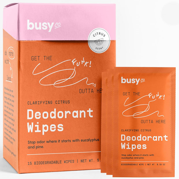 Refresh Line Deodorant Wipes - 15ct Deodorant for Women with Zinc, Probiotics & Prebiotics - Individually Wrapped - Sweat Wipes to Naturally Cleanse Skin & Remove Sweat & Odor