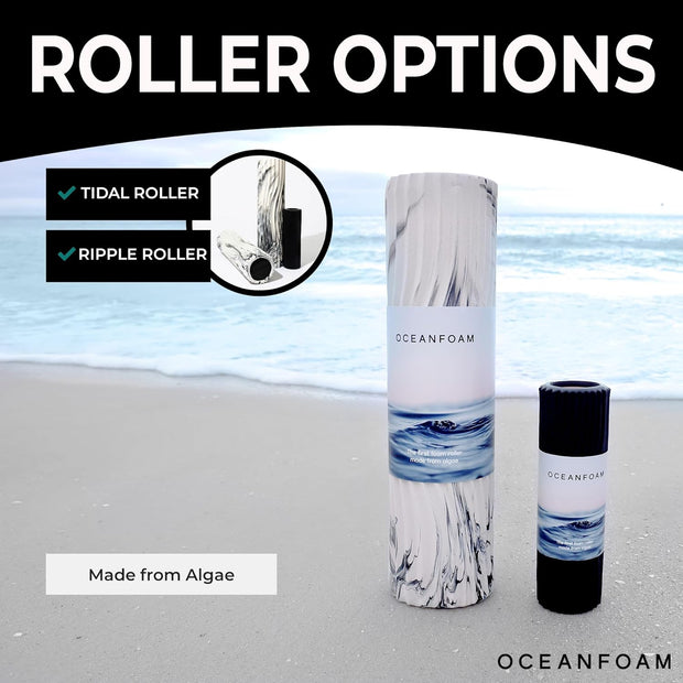 Oceanfoam Tidal Roller - Black - Muscle Massage Foam Roller for Back Pain & Stretching - Firm and Ergonomic Wide Wave Textured - Yoga, Athletics, & Wellness - Full Size, 20" x 5"
