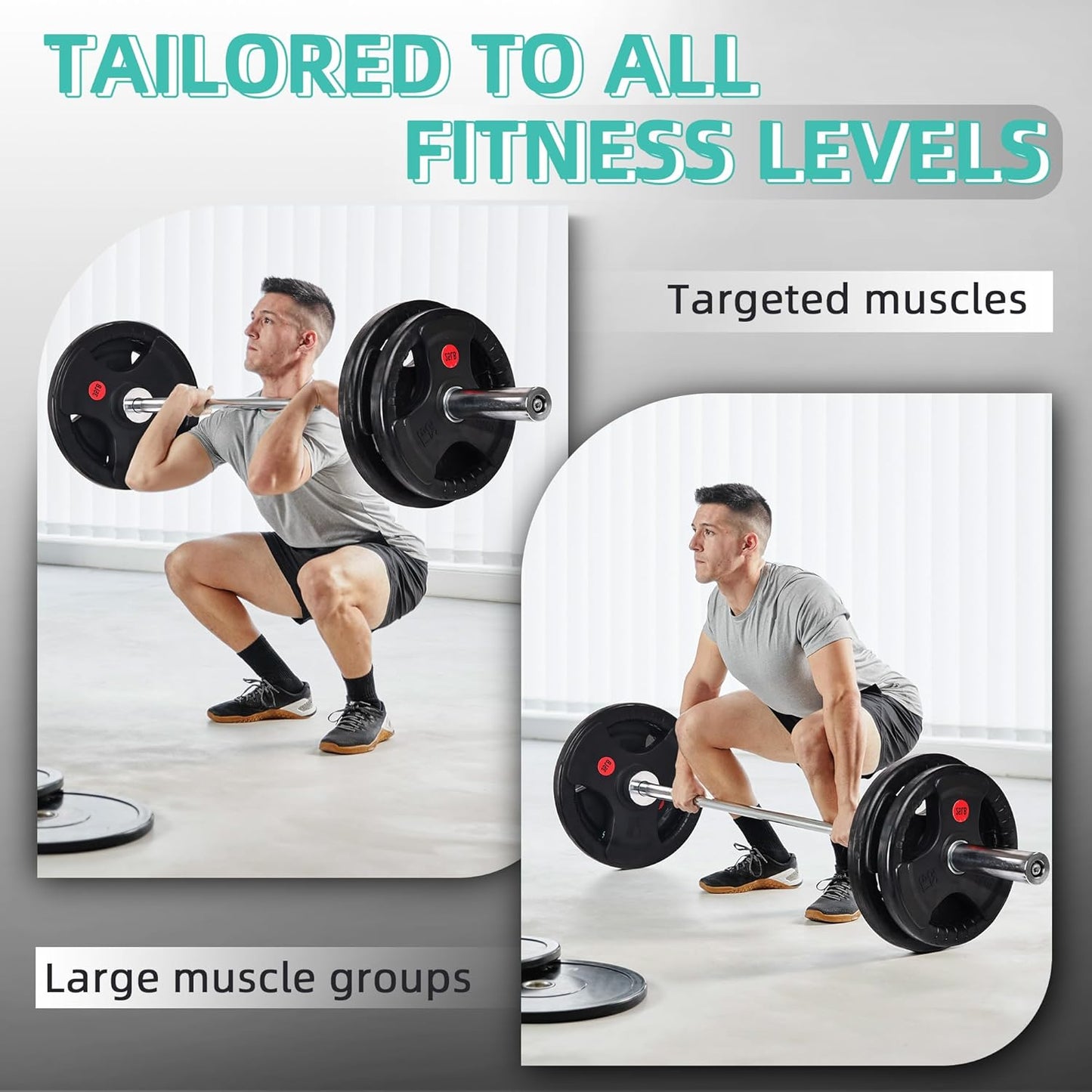 Olympic Cast Iron 2-Inch Weight Plates for Strength Training & Weightlifting, 255 Pounds Set, Multiple Packages