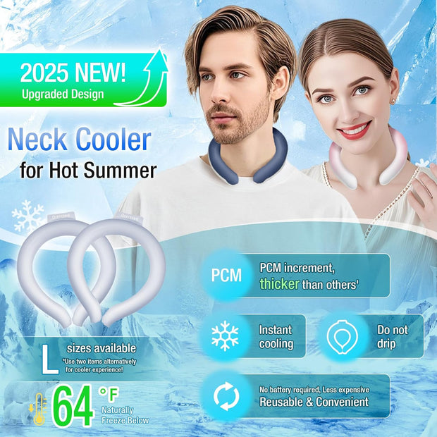 Neck Cooling Tube 70% Gel Increase Ice Ring Neck Cooler Wearable Body Cooling Products for Summer Outdoor Indoor Activities Relief for Hot Flashes(Navy,L)